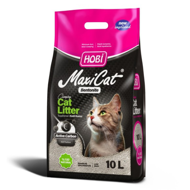 HOBİ MAXİCAT AKTİF KARBONLU BENTONİT KEDİ KUMU 10L