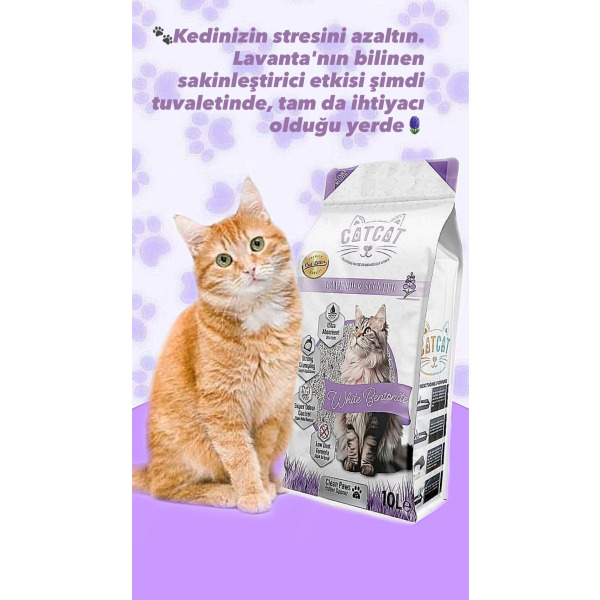 CAT CAT LAVANTALI BENTONİT KEDİ KUMU 10LT