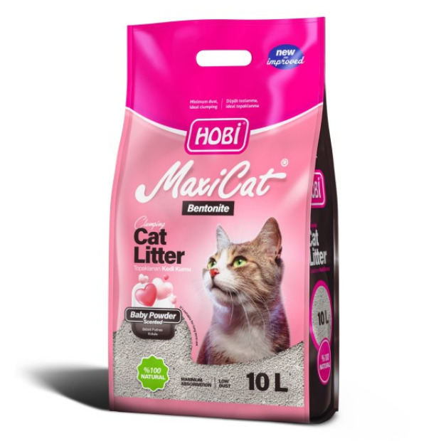 HOBİ MAXİCAT BEBEK PUDRALI BENTONİT KEDİ KUMU 10L