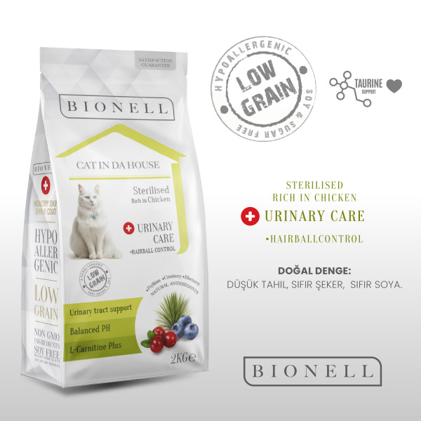Bionell Sterilised Tavuklu Kedi Maması 2 kg (Hediyeli)