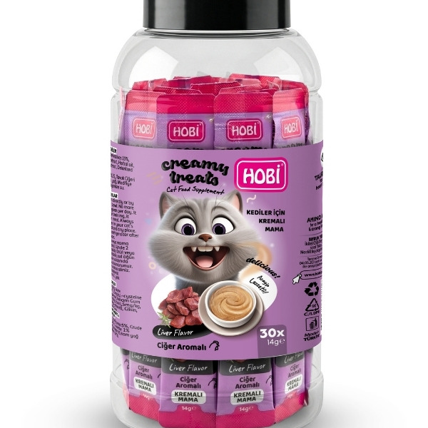 Hobi Ciğer Aromalı Krema Kedi Ödül Maması 14 gr x 30 Adet