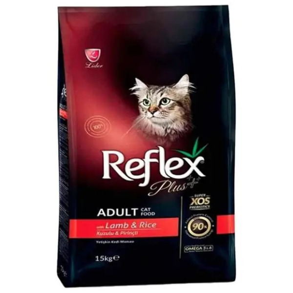 REFLEX PLUS KUZU ETLİ PİRİNÇLİ YETİŞKİN KEDİ MAMA 15 KG