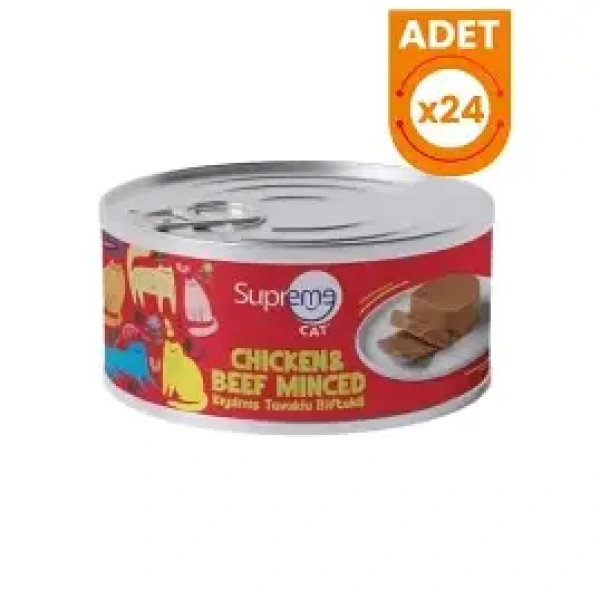 SUPREME KEDİ KIYILMIŞ TAVUK & BİFTEK 85GR (24 LÜ)