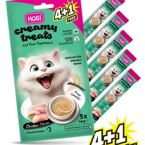 Hobi Tavuk Aromalı Krema Kedi Ödül Maması 14 gr x 5 Adet