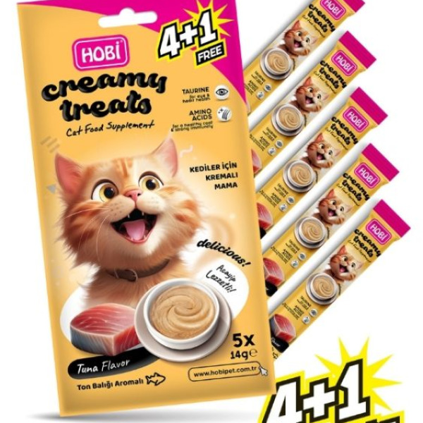 Hobi Ton Balığı Aromalı Krema Kedi Ödül Maması 14 gr x 5 Adet