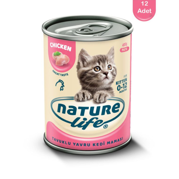 Naturelife Kitten Tavuklu Ezme Yavru Kedi Konservesi 400gr x 12 Adet