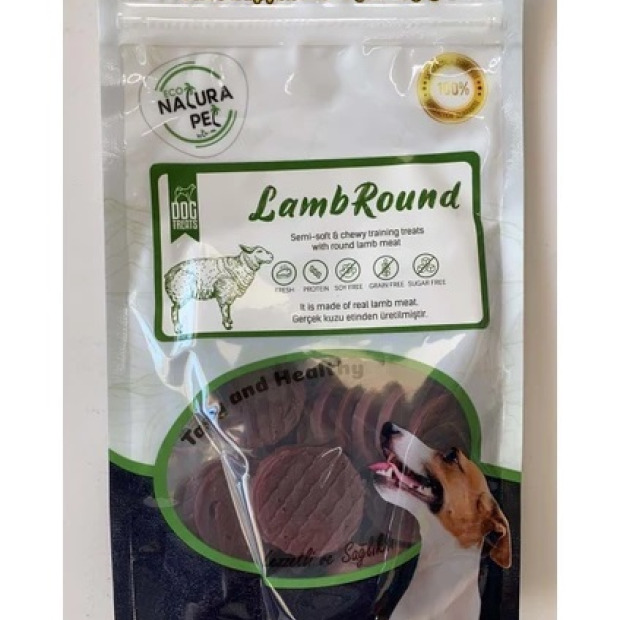 ECO NATURA YUVARLAK KUZU ETLİ KÖPEK ÖDÜL 100GR