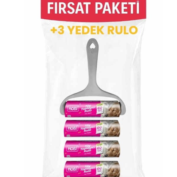 Hobi Tüy Toplama Rulosu 16 cm (Large Boy) – 60 Yaprak 3 Yedekli