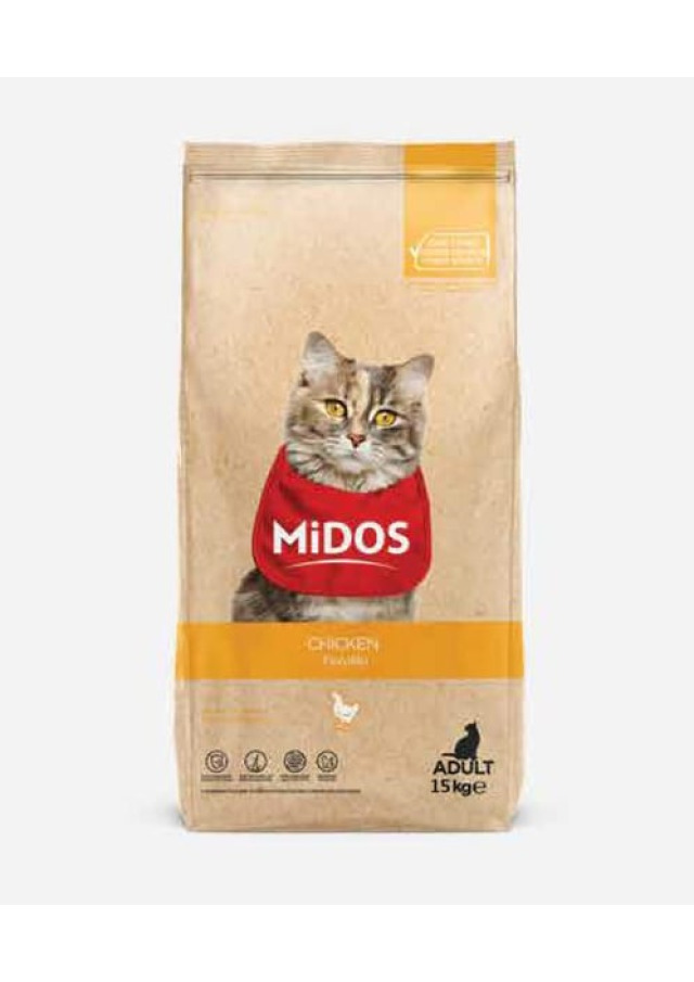 Midos Tavuklu Yetişkin Kedi Mama 15Kg