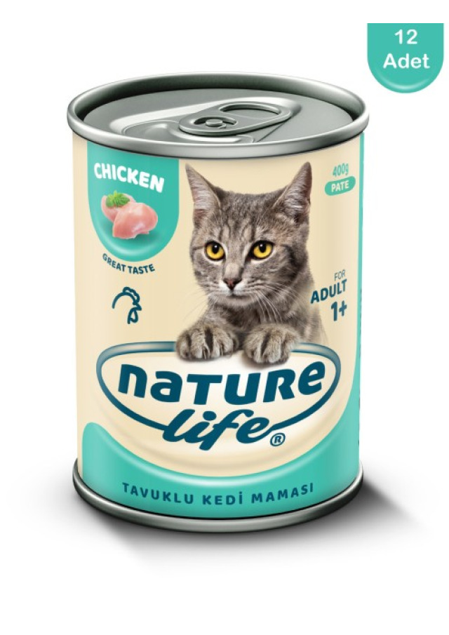 Naturelife Tavuklu Ezme Kedi Konservesi 400gr x 12 Adet