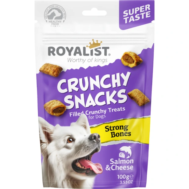 ROYALIST DOG CRUNCHY SNACKS SALMON & CHEESE / STRONG BONES 100 GR