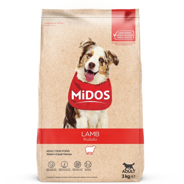 Midos Kuzu Ve Pirinçli Yetişkin Köpek Mama 3 KG